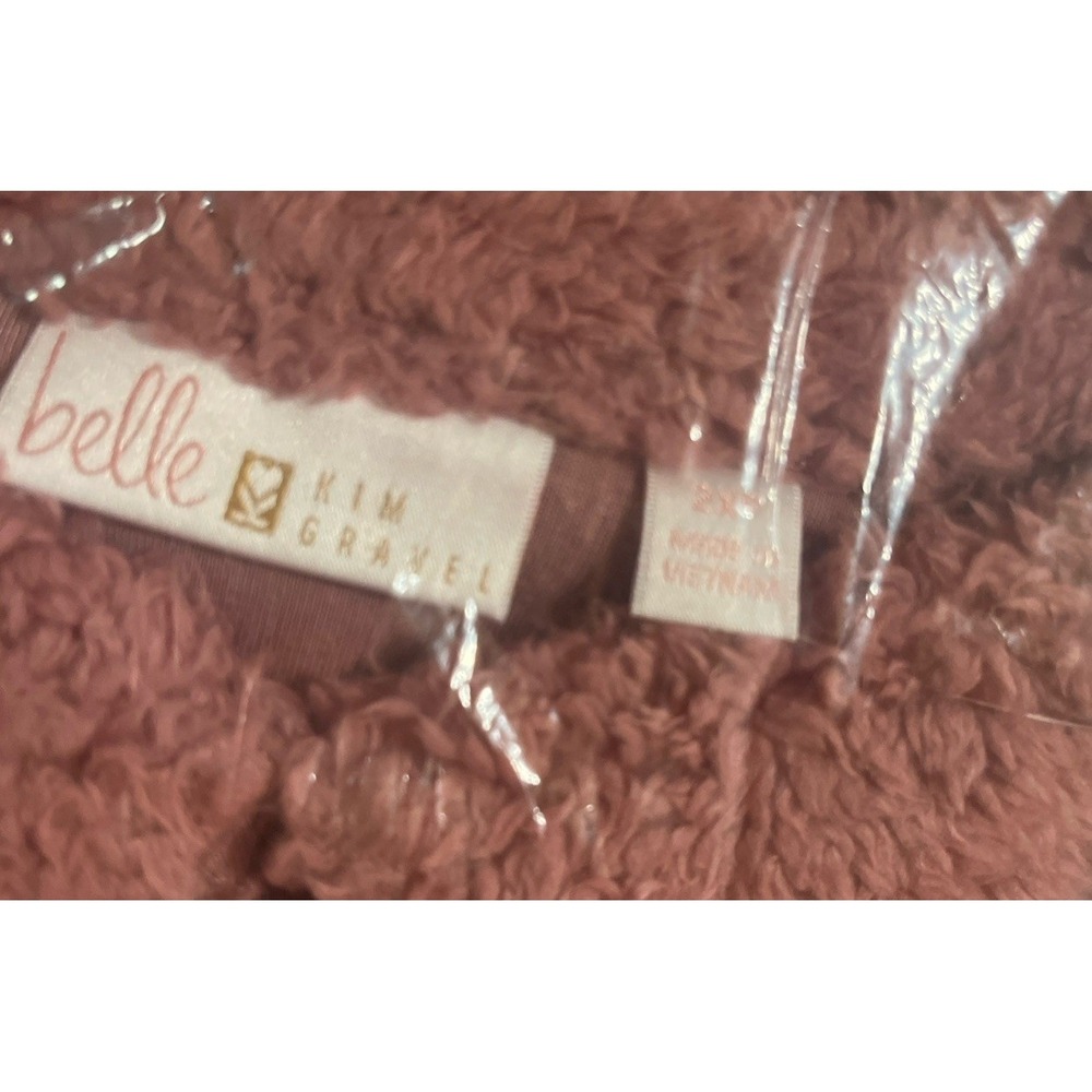 Belle by Kim Gravel Sherpa Shacket Petite 2X Nostalgia Rose NWT QVC A705441